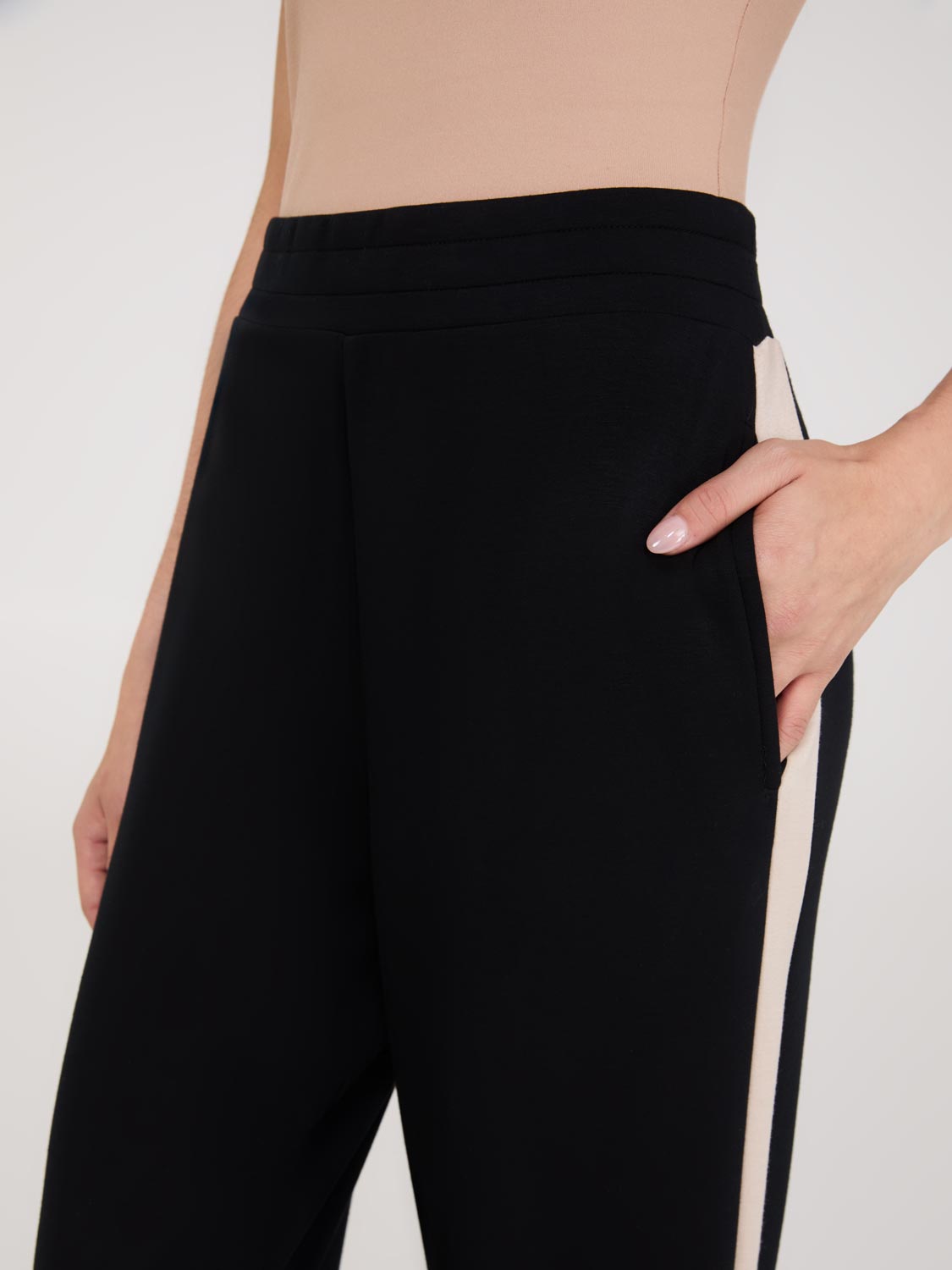 Contrast Stripe Cloud Fleece Wide-Leg Pants