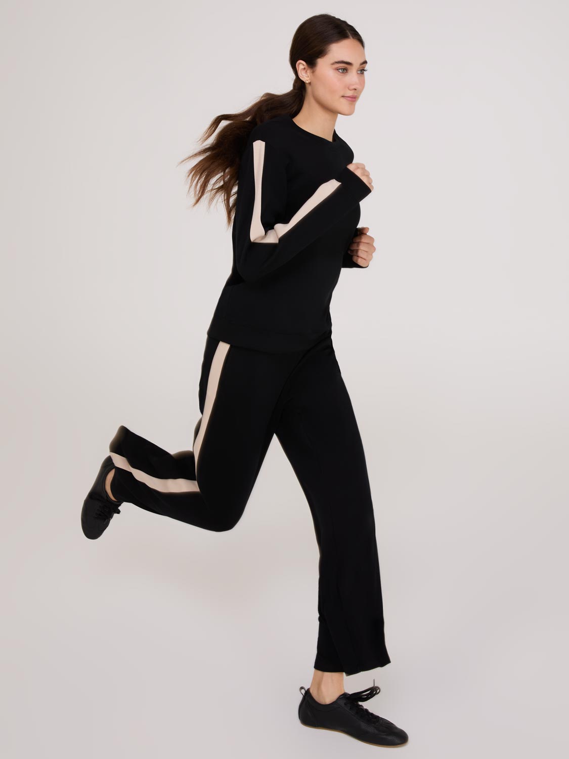 Contrast Stripe Cloud Fleece Wide-Leg Pants