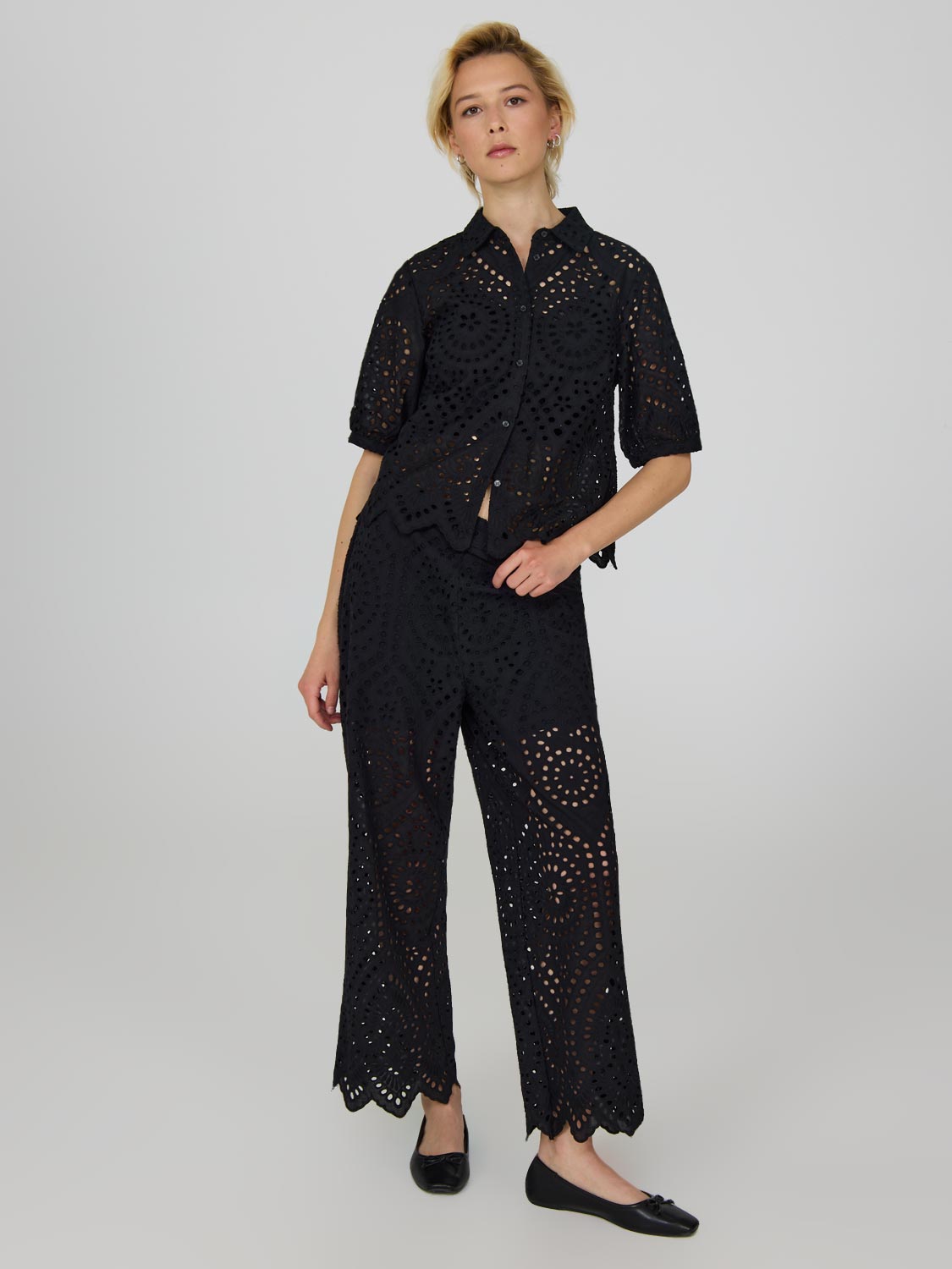Cropped Eyelet Pants