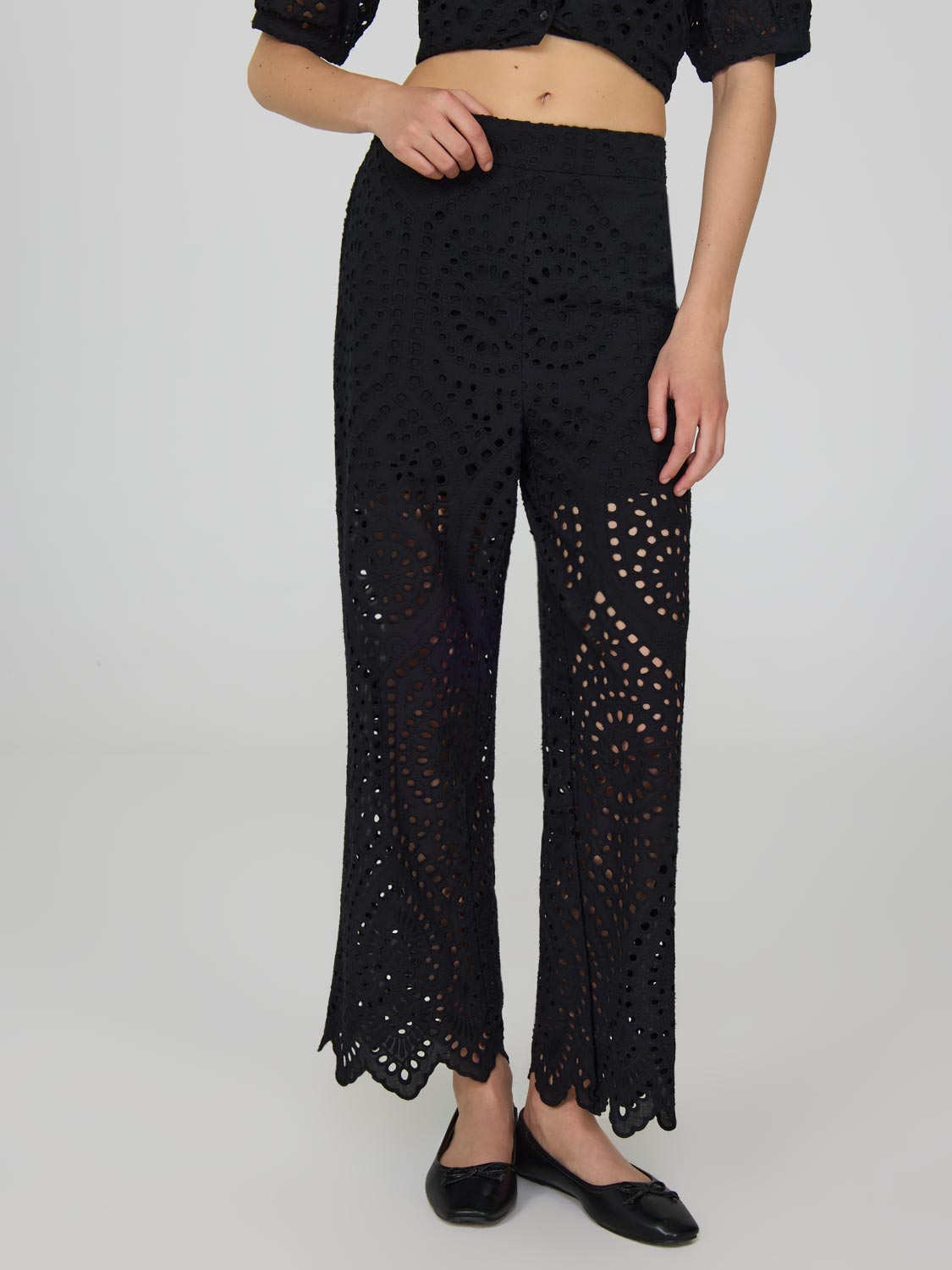 Cropped Eyelet Pants