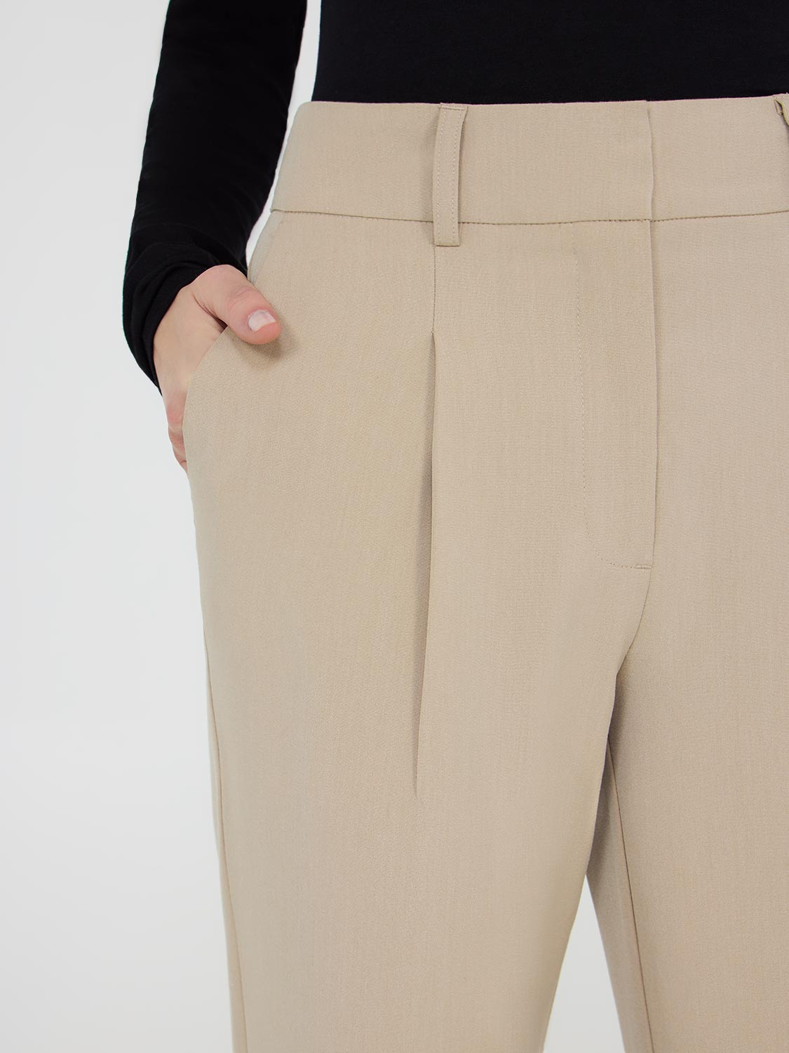 High-Rise Wide-Leg Pleated Pants