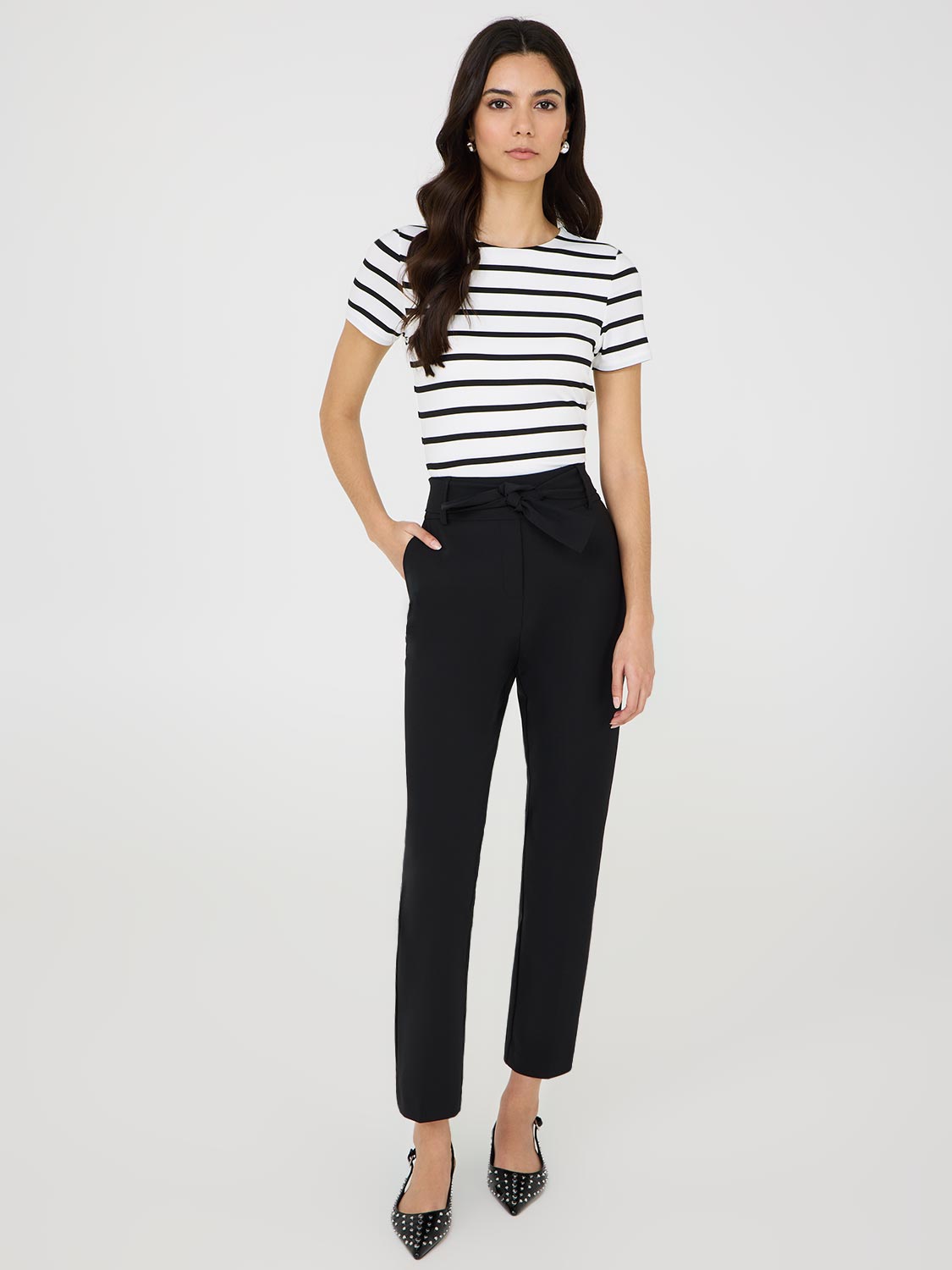 Slim Leg Pants With Sash