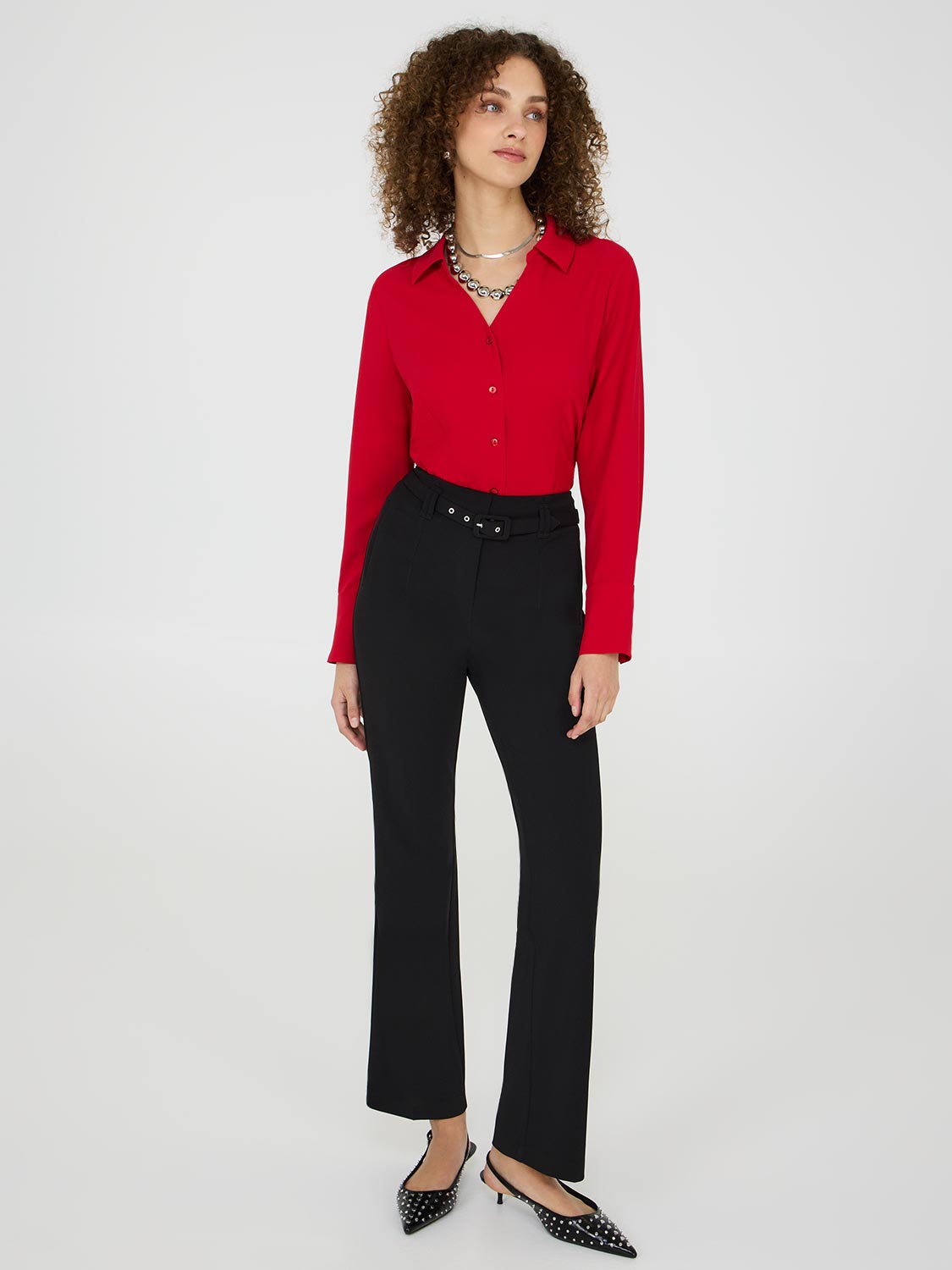 Belted Crepe Pants
