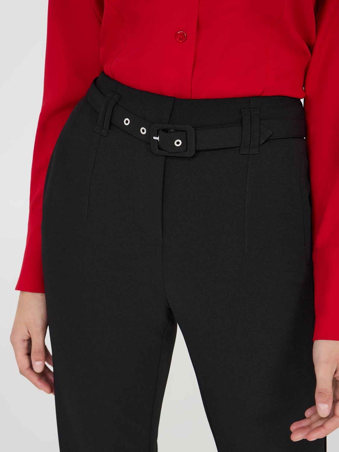 Belted Crepe Pants