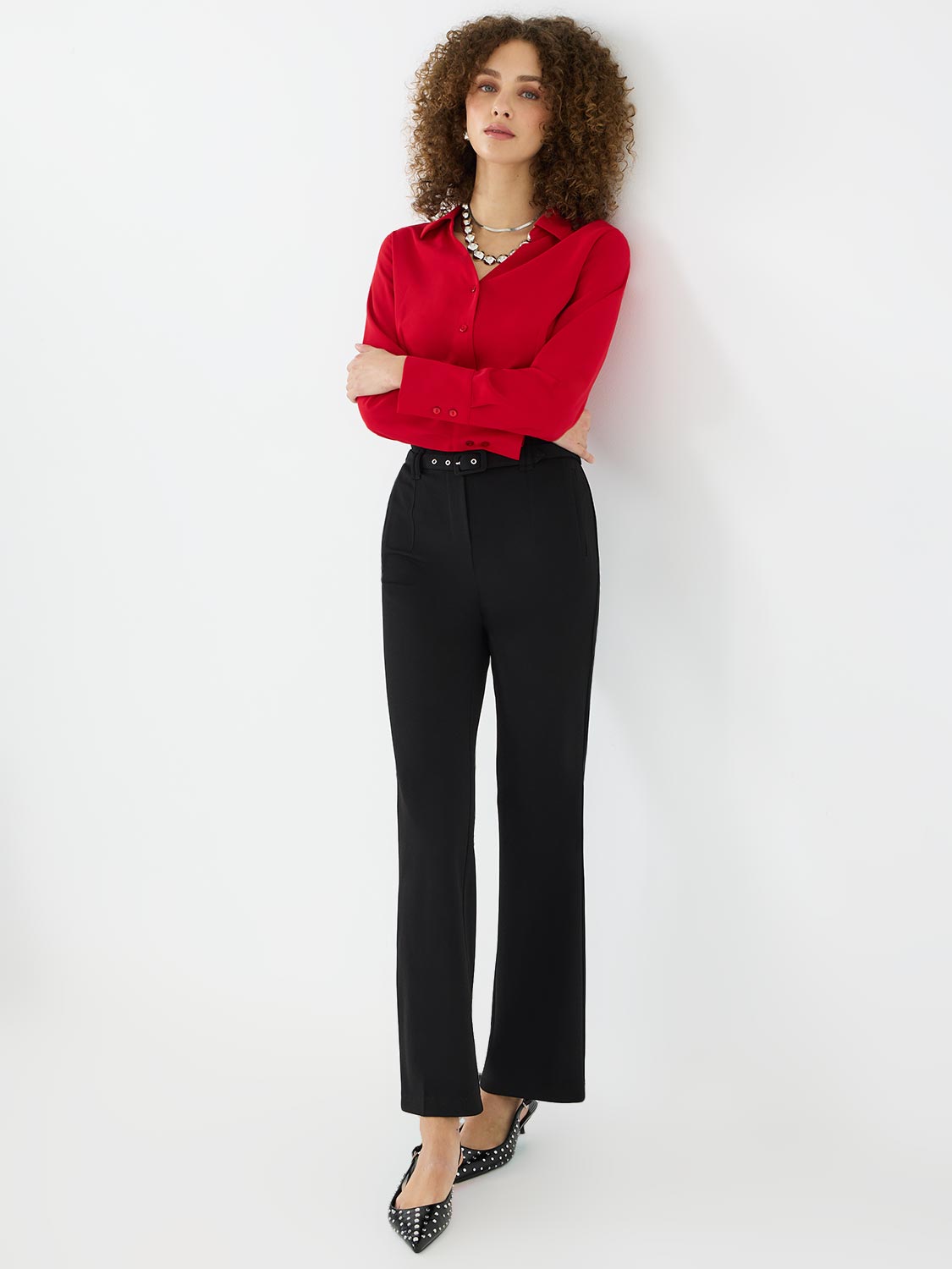 Belted Crepe Pants