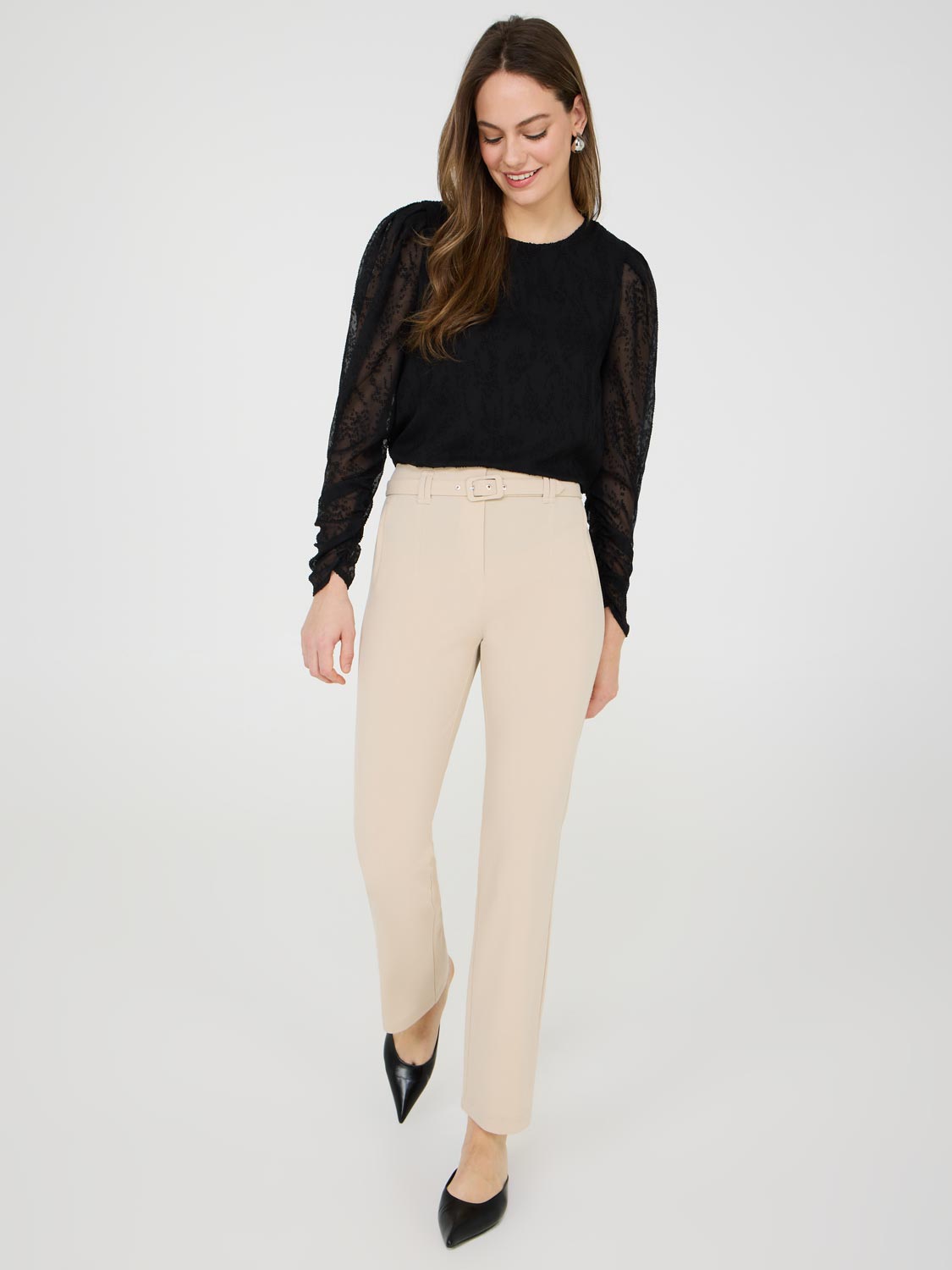 Belted Crepe Pants