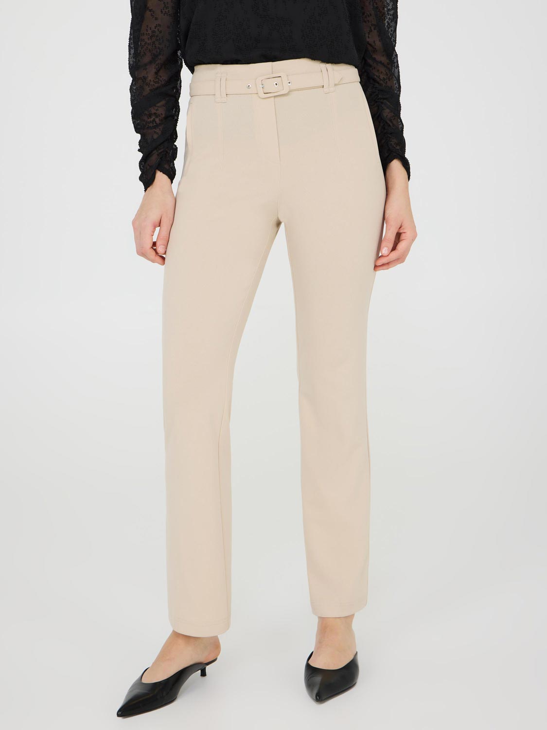 Belted Crepe Pants